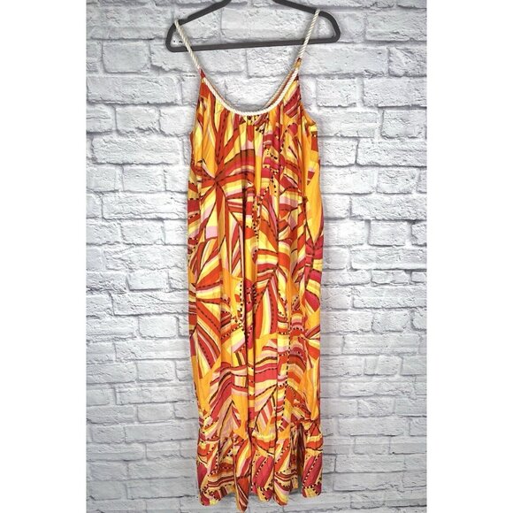 FARM RIO ANTHROPOLOGIE Women's Orange Printed Rope Scoop Neck Dress NWT Medium - Picture 8 of 8